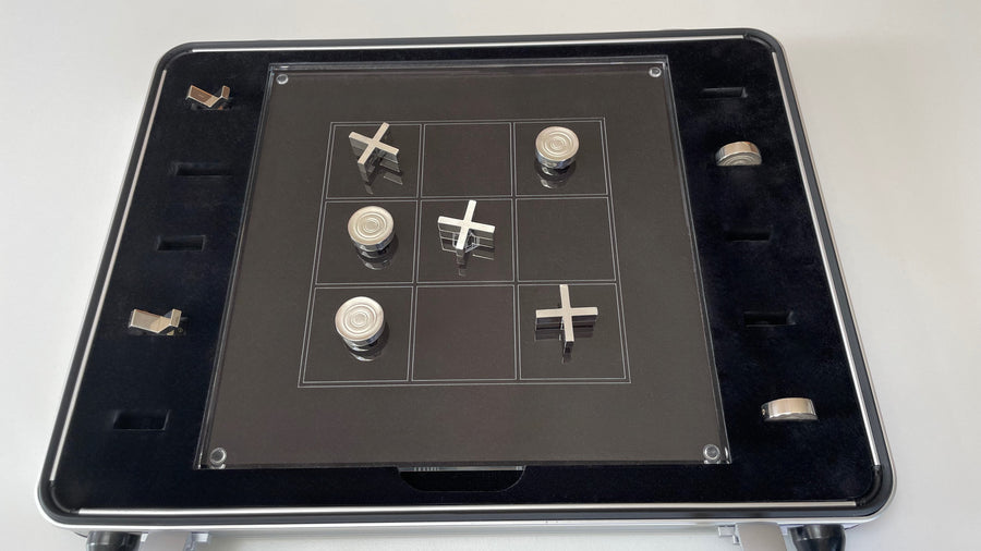 BOARD GAME TIC TAC TOE WITH STERLING SILVER GAME PIECES