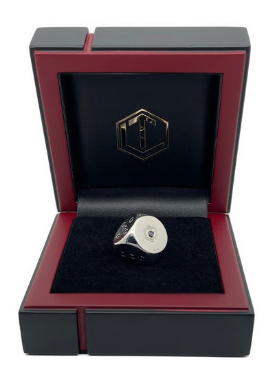 DESIGNER CUBE IN STERLING SILVER WITH DIAMONDS - POLISHED
