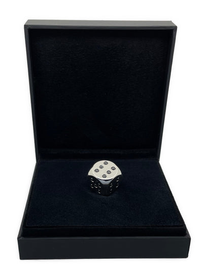 DESIGNER CUBE IN STERLING SILVER WITH DIAMONDS - POLISHED