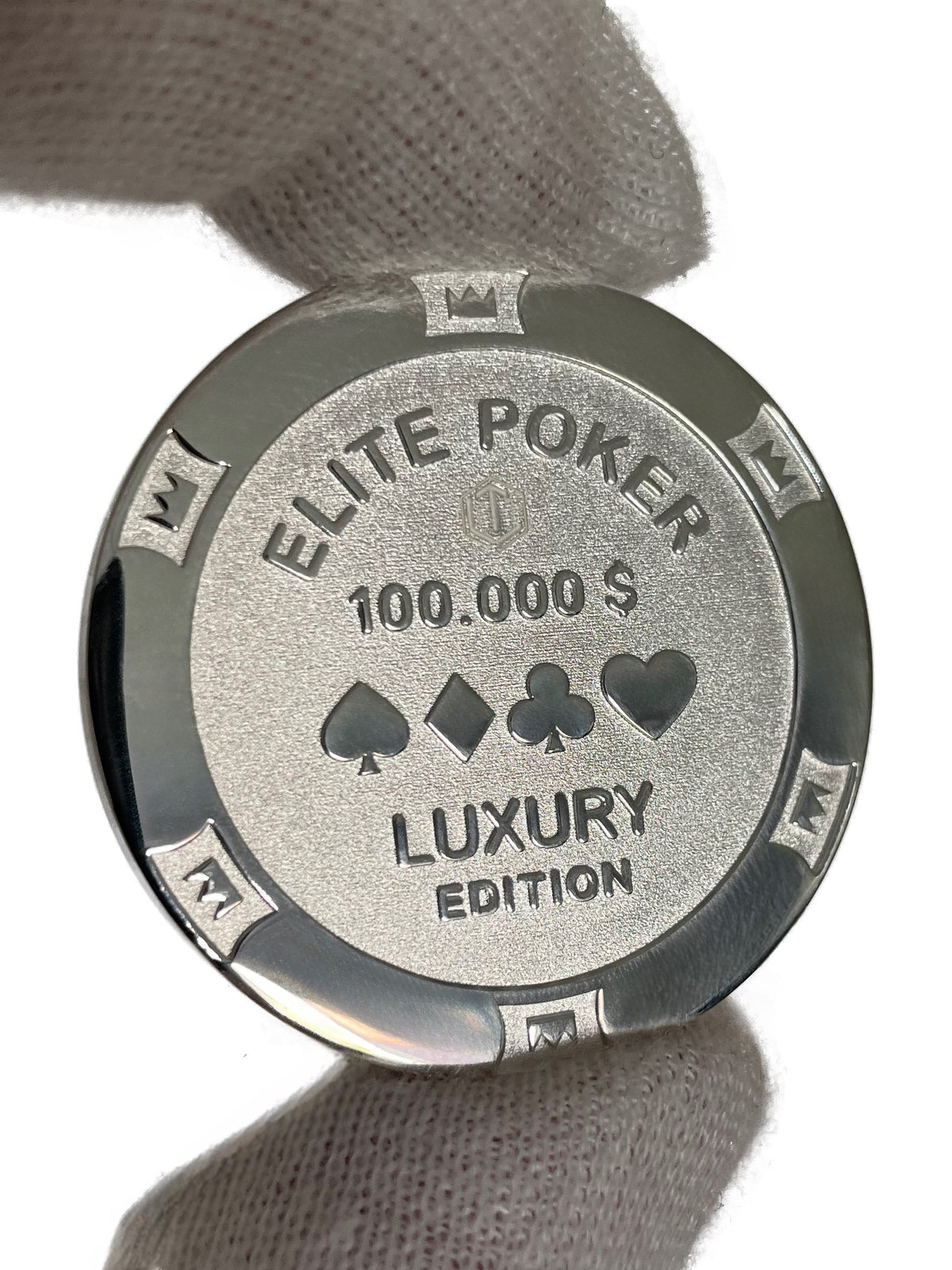 Pokerchip aus 925 Sterlingsilber, massiv, 39 mm Durchmesser, 34 g, poliert