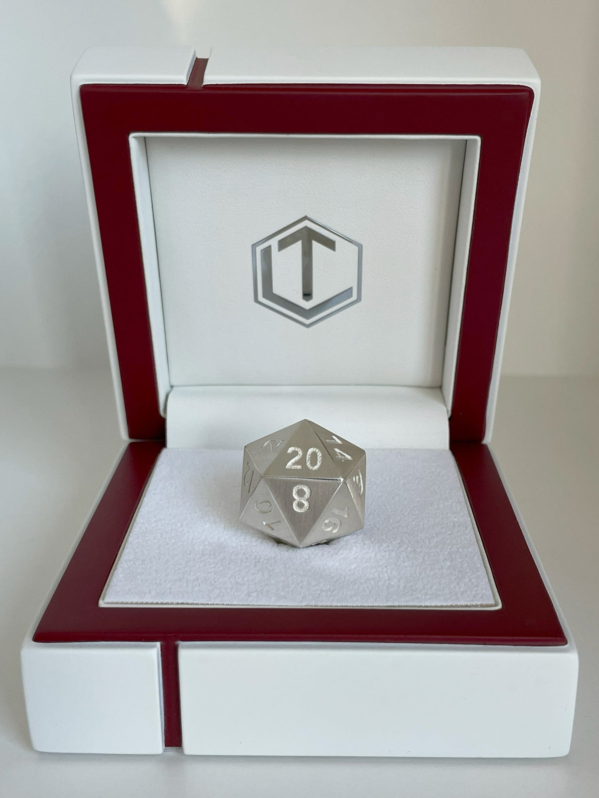 D20 Würfel aus 925 Sterlingsilber mattiert