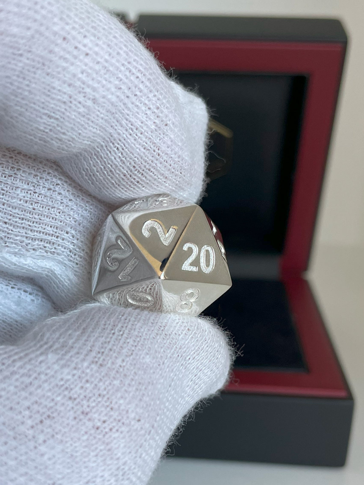 D20 Würfel aus 925 Sterlingsilber, massiv, 24 mm, 50 g, poliert