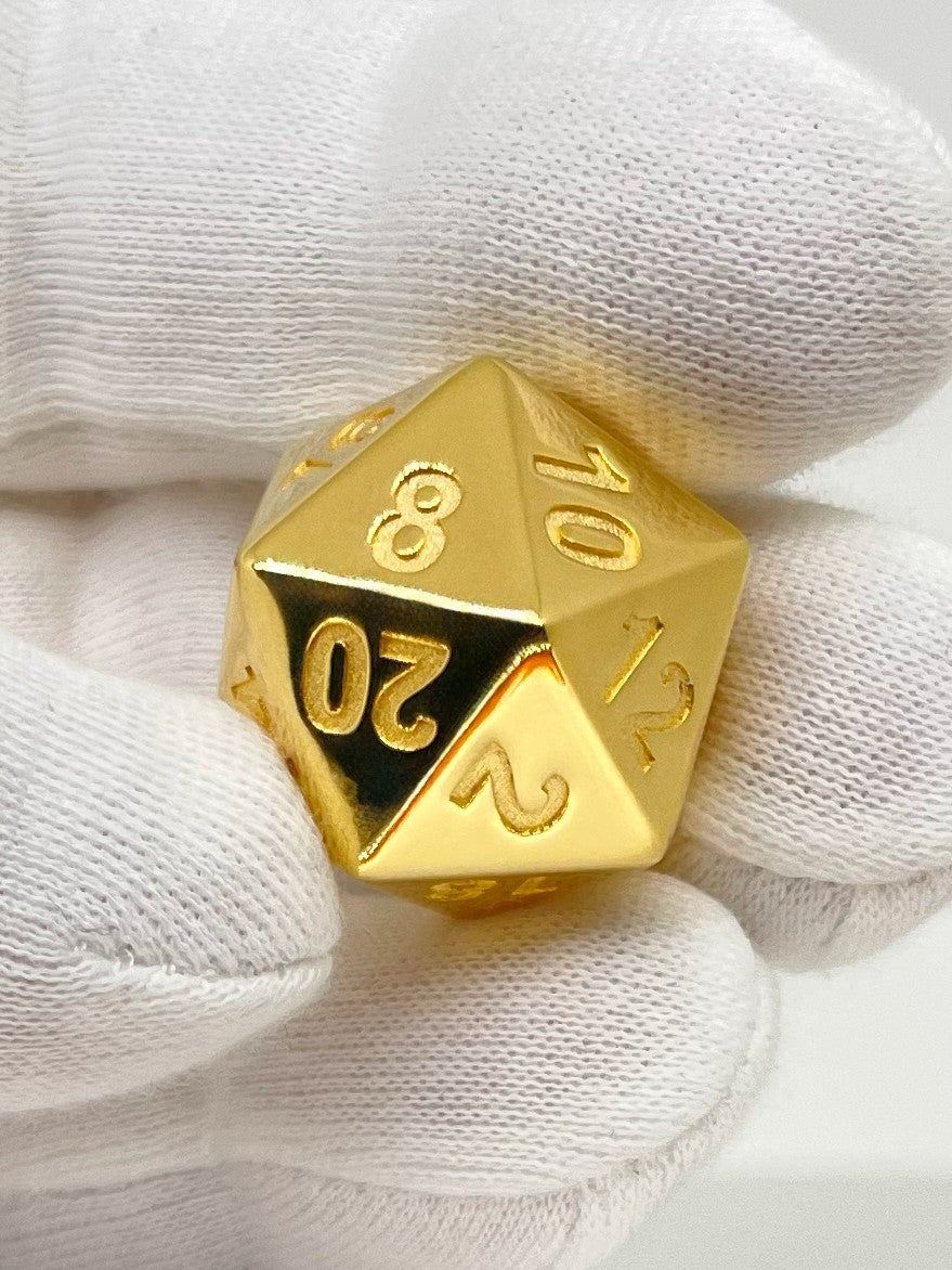 D20 Würfel aus Sterlingsilber 18 Karat vergoldet