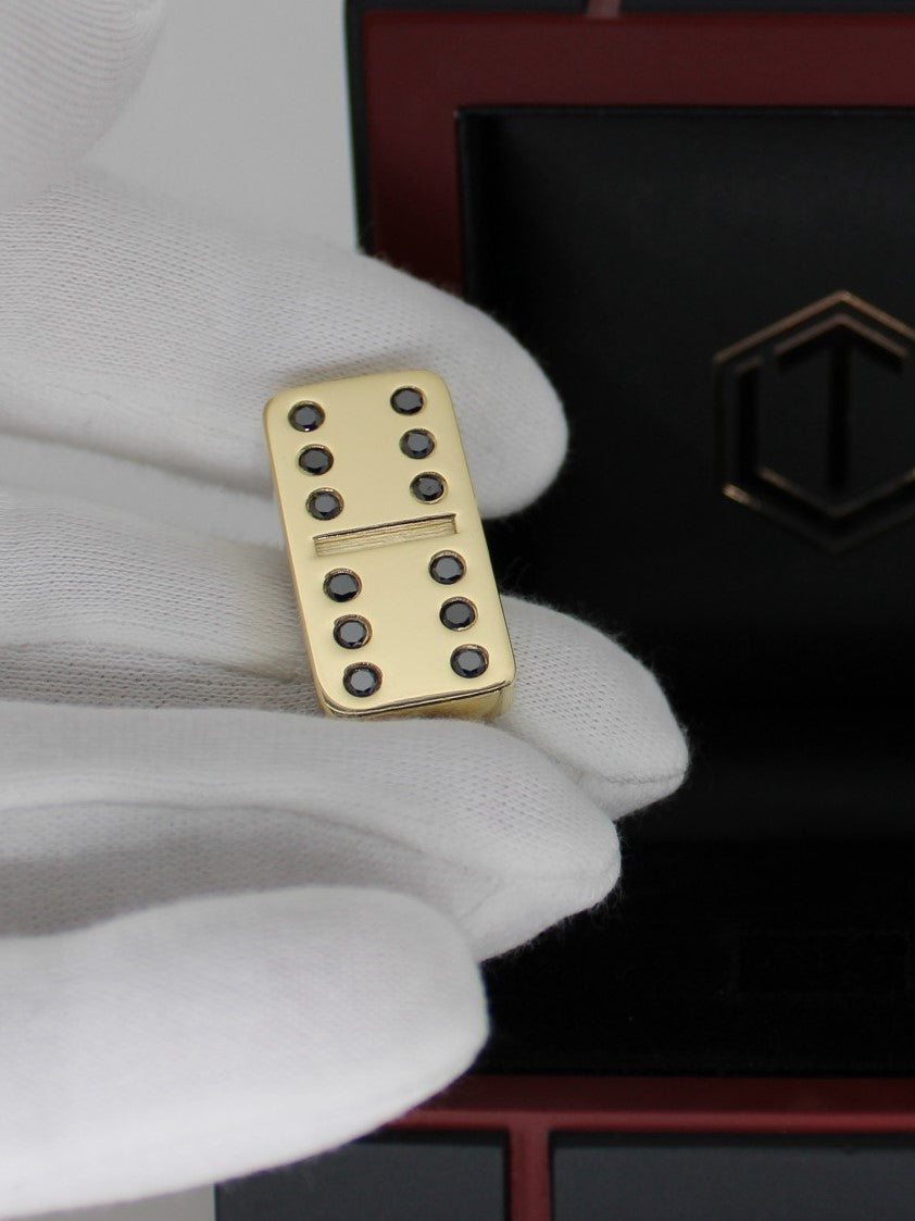 PIETRA DOMINO IN ORO 18K CON DIAMANTI NERI